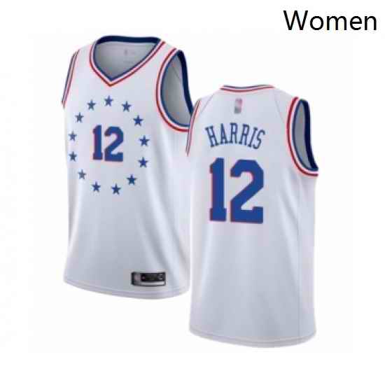 Womens Philadelphia 76ers 12 Tobias Harris White Swingman Jersey Earned Edition